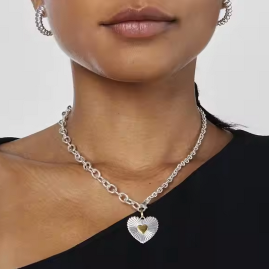 Manuwa necklace, silver necklace, heart pendant