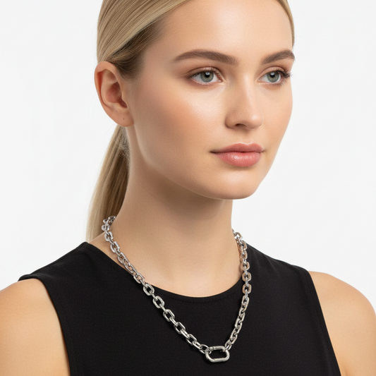 Pedro necklace, silver necklace, carabineer