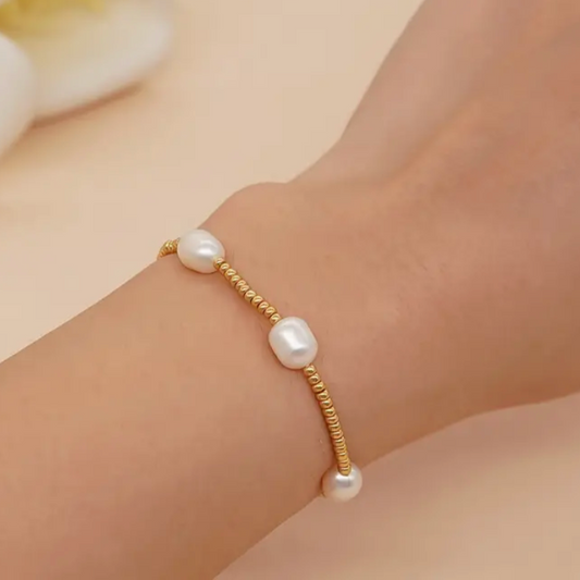 pearl, gold, bracelet