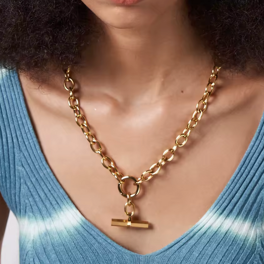 chunky gold tbar necklace