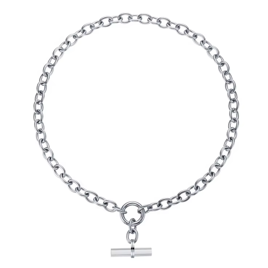 chunky silver tbar necklace