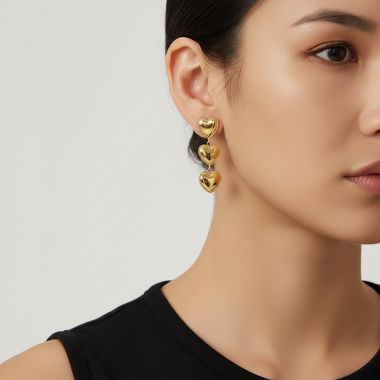 heart earrings gold