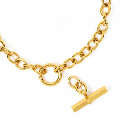 Chunky T Bar Necklace Gold