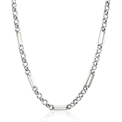 Silver chain necklace on a white background