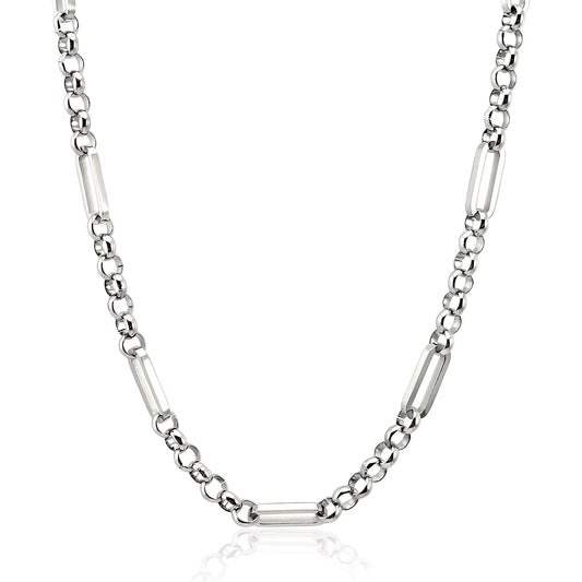Silver chain necklace on a white background