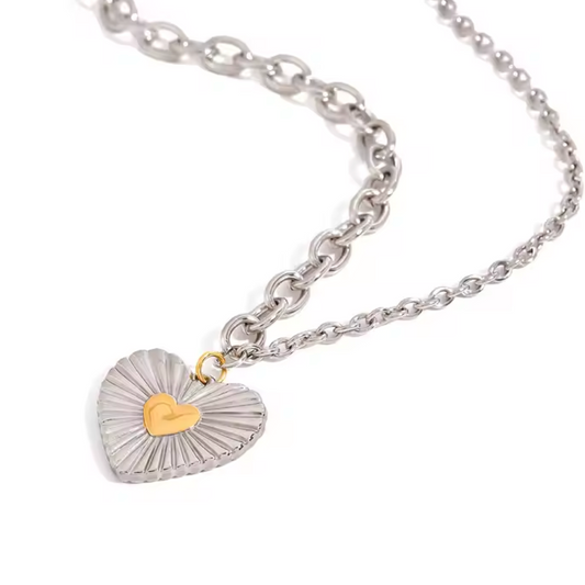 Manuwa Necklace, silver necklace, heart pendant