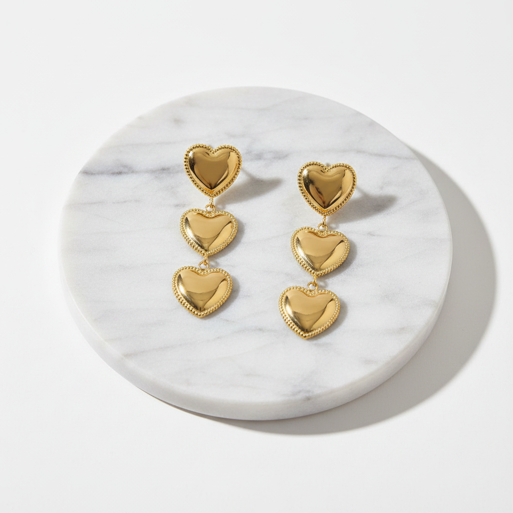 Olivia Heart Earrings Gold