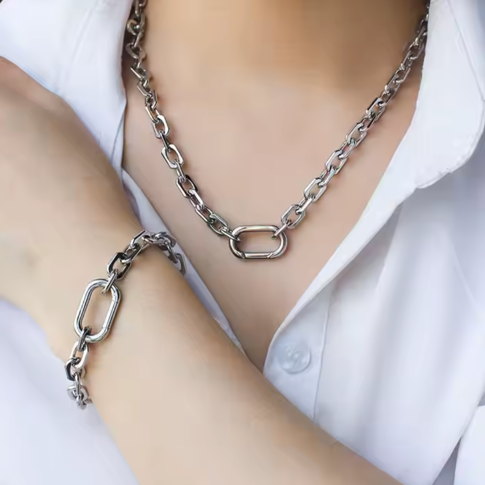 Pedro Silver-LinkCarabineer- Necklace-waterproof-nontarnish