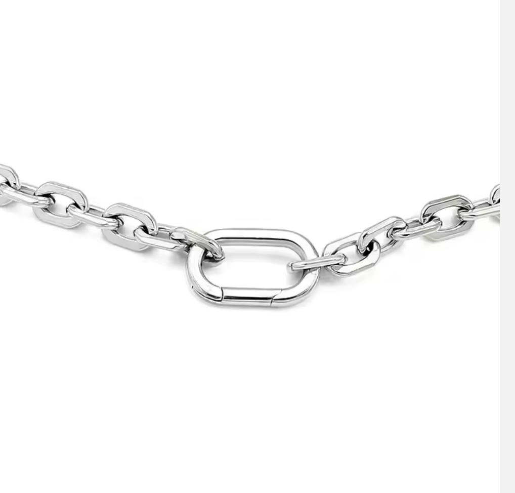 Pedro Silver-LinkCarabineer- Necklace-waterproof-nontarnish