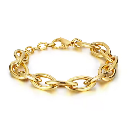 Reid-OvalLink-GoldBracelet-watrproof