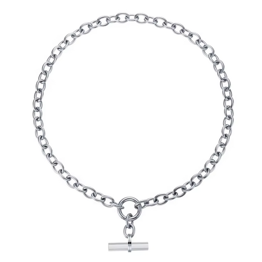 chunky silver tbar necklace