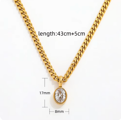 Sabine GoldCurb  Necklace with Diamonte Pendant