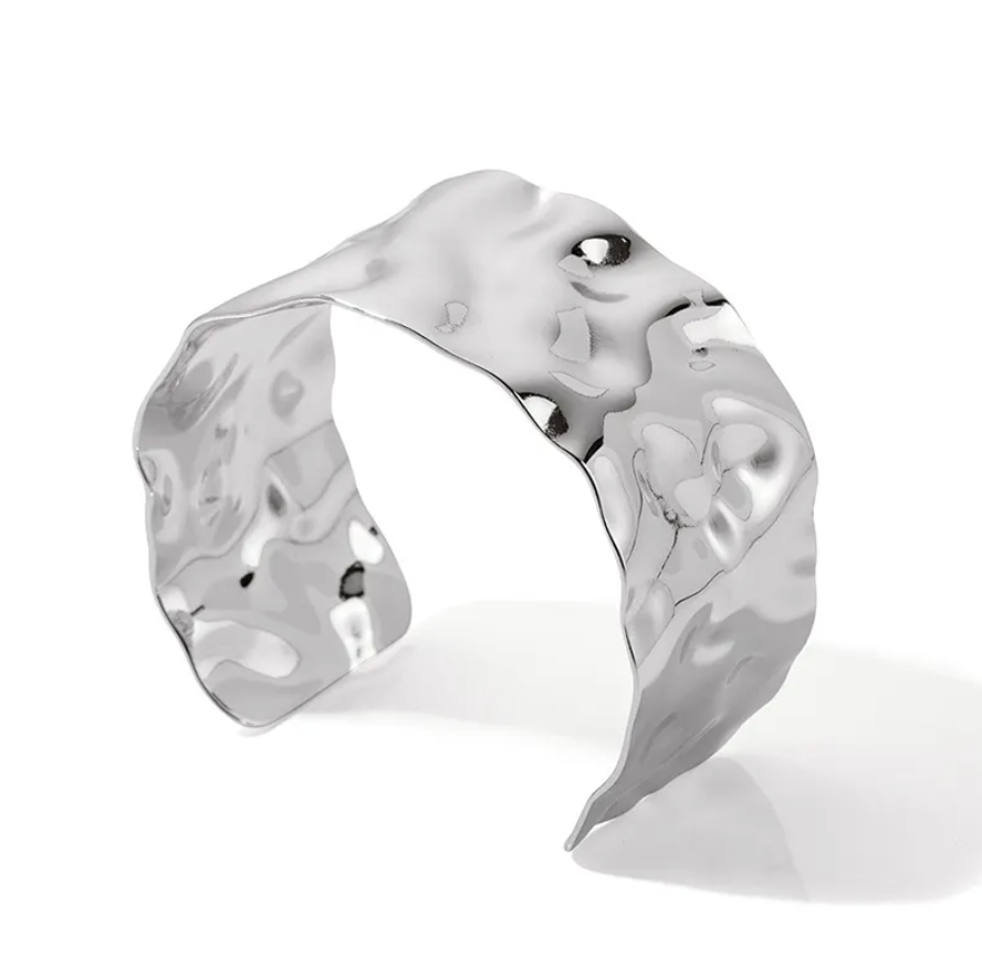 oversized, textured silver cuff 